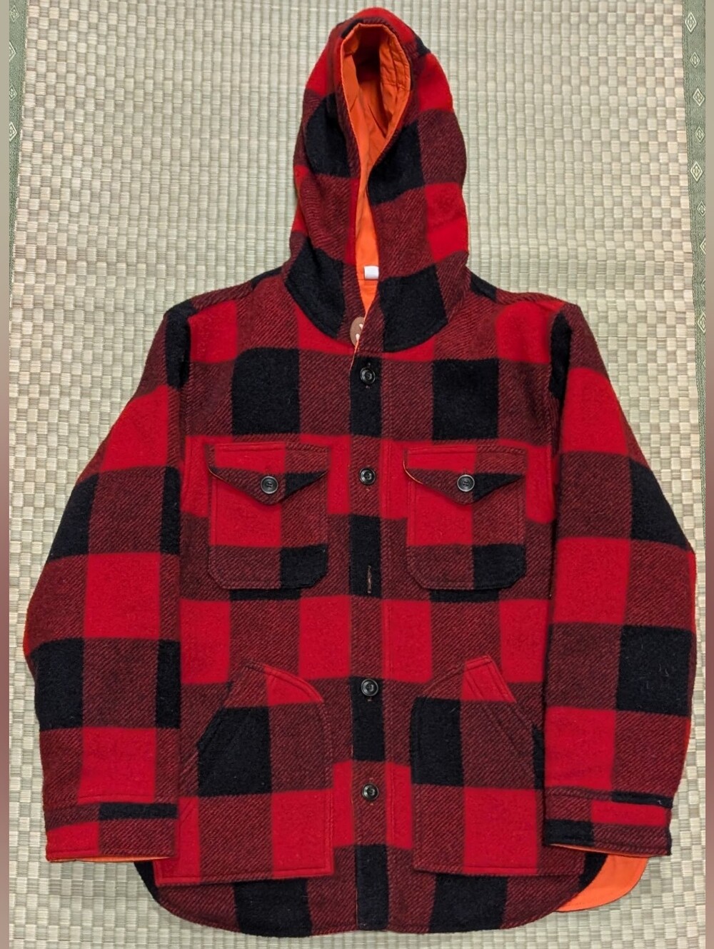 Filson Snohomish Reversible Wool Jacket Red Plaid Men's Size XS *Missing Button*